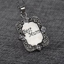 Vintage Photo Frame Flower Shape Carved Mom Necklace Rectangle Card Pendant