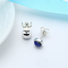 2017 New Style 925 Silver Earrings for Women lapis lazuli Stone Stud Earrin