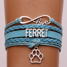 Infinity Love Ferret Bracelets animal paw charm Ferret Mom Bracelet & Bangl