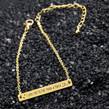 Wholesale 10pcs I LOVE YOU TO THE MOON & BACK Letter Bracelet Charm Women E
