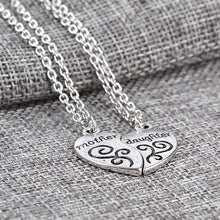 2 Parts Mother Daughter Family Pendant Necklace Flower Plated Broken Heart