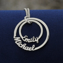 Two Disc Name Necklace in Silver Personalized Mom Necklace Disc Pendant Nec