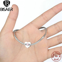 Real 925 Sterling Silver Pink CZ Openwork Mom Charm Beads fit Pandora Charm