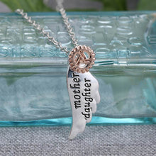 Mother's Day Gift for Mom Charms Wing Necklace Engraved ''Mother Daughter''