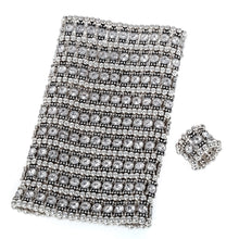 Multilayer stretch cuff bracelet ring sets wedding bridal crystal jewelry w