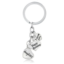 New Happy Birthday Family Key Chain Ring Heart Crystal Keychain Silver Keyr