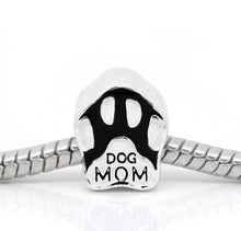DoreenBeads Silver color Enamel Black "DOG MOM" Paw Charm Beads Fits Europe