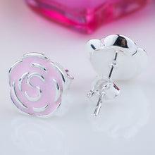 GAGAFEEL 925 Sterling Silver Stud Pending Pink Flower Pending Earrings For