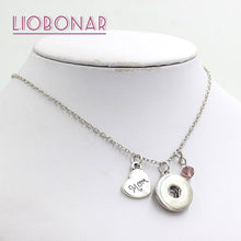 1PC Personalized Gift Snap Jewelry 12 Birthstone Charm Heart MOM Snap Neckl