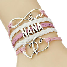 Infinity love mom grandma bracelet heart feet charm Bracelet for women Leat
