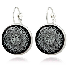 Silver Classic Lotus Mandala Jewelry Earring Nail Henna Om Symbol Zen Buddh
