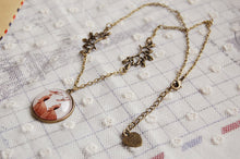 Fashion Two Lady Deers Necklace Mom Child Necklace Bronze Oliver Leaf Long
