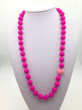 Food grade silicone teething heart beads necklace for mom  baby silicone nu