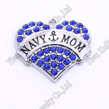 NAVY  MOM crystal Word Heart Dangle Sports Fitness Pendant-in Pendants from