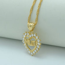 Anniyo Heart Mum Necklaces Gold Color Mama/Mom/Mother Charm Pendant,Mother'
