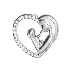 MJARTORIA 2PCs Mom Hug Baby Heart Rhinestone Pendant Necklaces Pendants For