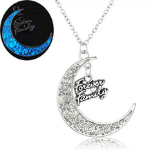 Glowing In the Dark Moon Pendant Necklaces Silver Plated Chain Letter Charm