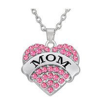 Pink Crystal Heart Big Sis Lil Sis Mom Family Sentiments Message Pendant Ne