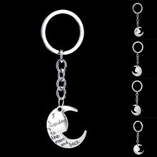Fashion Mom Dad Son Daughter Heart Love Moon Pendant Family Keychain Key Ri
