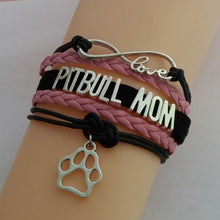 Drop Shipping Infinity Love Pit Bull Mom Bracelet  Heart Charm Dog or Cat P
