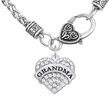 my shape GRANDMA Pendant Clear Blue Pink Heart Necklace Grandmother Grand M
