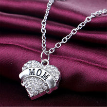 New Heart Pendant Rhinestone Necklace Creative Mom Letter Crystal Pink Whit