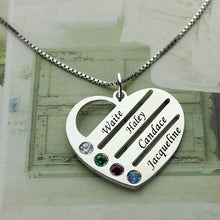 Personalized Family Necklace Mom Necklace with Kids Names Engraved Heart  M