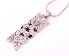 Hot Sale Vertical Black Enameled Alloy Clear Crystal Soccer Mom Pendant Nec