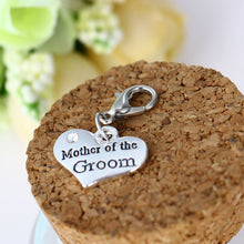 Mother Of The Groom Keychain Heart Crystal Silver Key Chains Ring Keyring w