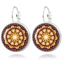 Silver Classic Lotus Mandala Jewelry Earring Nail Henna Om Symbol Zen Buddh