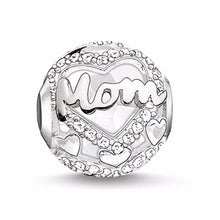 925 Sterling Silver Zirconia Mom Mum Beads, Thomas Style Karma Beads for Je