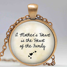 Mothers Day Necklace   A mother's heart is the heart of the family   Gift f