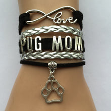 Drop Shipping Infinity Love Pug Mom Bracelet  Animal Tiger Dog Breed Paw Pr
