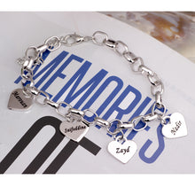 Mother's Personalized Heart Charm Bracelet Custom Made with up to 19 Names