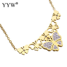 YYW Women Wedding Mom Jewelry Gold color Stainless Steel Flower Charm Dangl