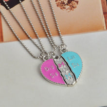 3 Pcs/set Engraved "big Sis Mom Little Sis" Love Heart Pendant Necklace Sim