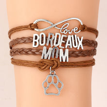 Drop Shipping Infinity Love Bordeaux Mom Bracelet Bangles Paw Pendant Handm