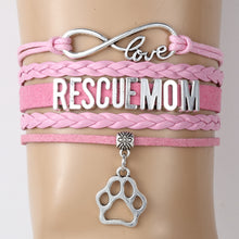 Infinity Love Rescue Mom Bracelets Paw Charm Bracelet  Animal Dog / Cat Pet
