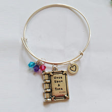 65mm Book charm once upon A Time bracelet bangle ,Adjustable Expandable Wir