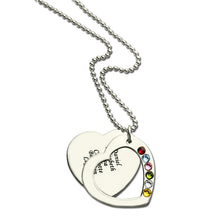 Wholesale Hand Stamped Heart Birthstones Necklace Silver Name Mother Neckla