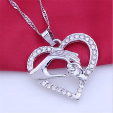 Mothers Day Gifts for Mom Hand in Hand Heart Necklace Fashion Rhinestone Zi