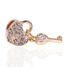 Gold Color Full Crystal Charm Love & Key Pendant Jewelry Bracelets For Moms