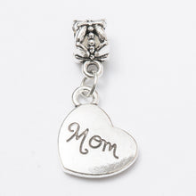 Wholesale 10pcs Tibetan Silver Heart Charms Dangle Metal Alloy Son Mom Dad