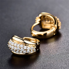 BUDONG Round Crystal Women Hoop Earrings Silver/Gold Color Zirconia Hoop Ho