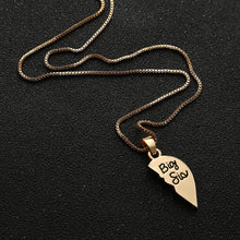 3pcs/set Lettering "Little Sis MOM Big Sis" Love Heart Pendant Necklace Sim
