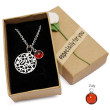 Birthstone personalized jewelry stainless steel mother necklace hollow hear