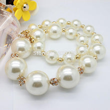 Women Charm White Big Imitation Pearl Necklace Strand Jewelry Statement Cho