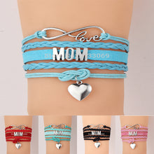 (10Pcs/Lot) Infinity Love Mom Braided Bracelet & Bangles Charm Leather Brac