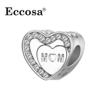 Eccosa New Listing Hollow Silver Heart Bead Crystal Alloy MOM Beads For Jew