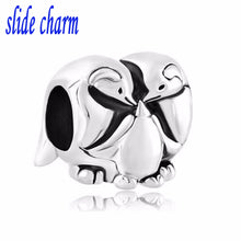 slide charm  Free shipping Mom and Dad and Penguin Baby charm beads fit Pan